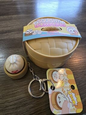 Viral Squishy Glitter Blue Dumpling and Clicker Keychain Set of 2 Toys NIB!!